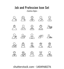 job and profession icons vector. job and profession icon set. outline icon style design