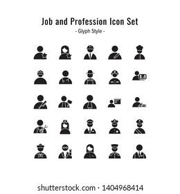 job and profession icons vector. job and profession icon set. glyph icon style design