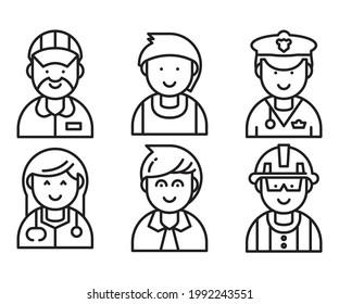 conjunto de vectores de avatar de perfil de trabajo y profesión