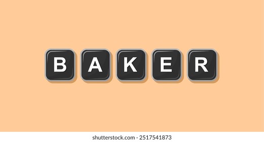 Job profession word BAKER made with computer keyboard button design illustration on bright background, Vector illustration design.