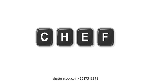 Job profession word CHEF made with computer keyboard button design illustration on bright background, Vector illustration design.