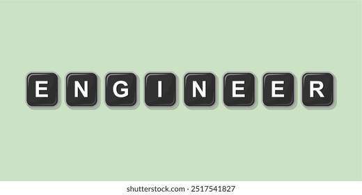 Job profession word ENGINEER made with computer keyboard button design illustration on bright background, Vector illustration design.