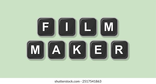 Job profession word FILMMAKER made with computer keyboard button design illustration on bright background, Vector illustration design.