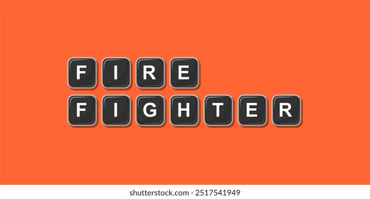 Palabra de profesión de trabajo FIRE FIGHTER hecho con ilustración de diseño de Botón de teclado de computadora sobre fondo brillante, diseño de Ilustración vectorial.