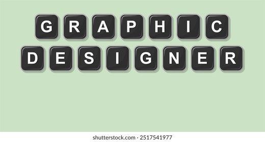 Job profession word GRAPHIC DESIGNER made with computer keyboard button design illustration on bright background, Vector illustration design.