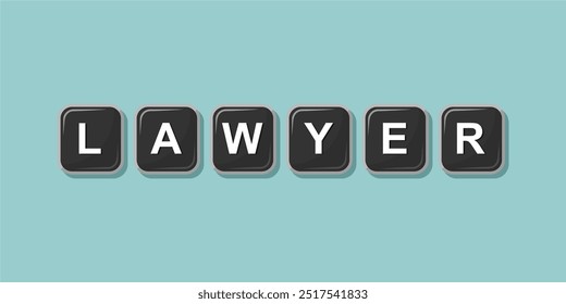 Job profession word LAWYER made with computer keyboard button design illustration on bright background, Vector illustration design.