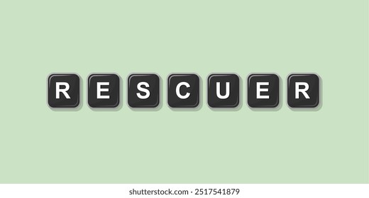 Palavra profissão trabalho RESCUER feito com teclado computador design de botão ilustração em plano de fundo brilhante, projeto de ilustração vetor.