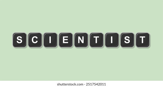 Job profession word SCIENTIST made with computer keyboard button design illustration on bright background, Vector illustration design.