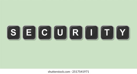 Job profession word SECURITY made with computer keyboard button design illustration on bright background, Vector illustration design.