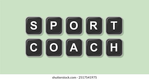 Job profession word SPORT COACH made with computer keyboard button design illustration on bright background, Vector illustration design.