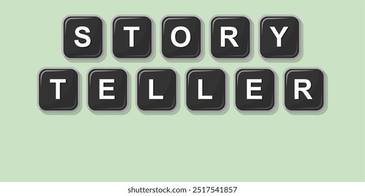 Job profession word STORYTELLER made with computer keyboard button design illustration on bright background, Vector illustration design.