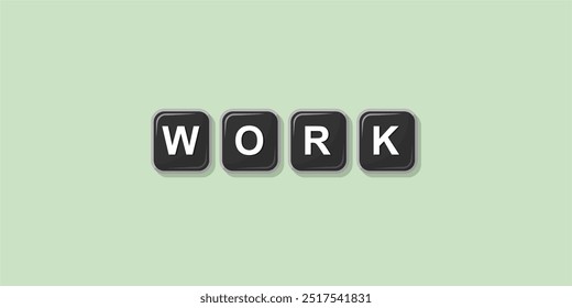 Job profession word WORK made with computer keyboard button design illustration on bright background, Vector illustration design.