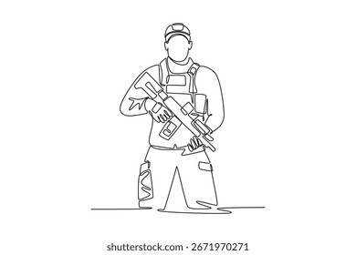 Job and professional concept. Single line draw design. Vector graphic illustration