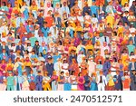 Job professions crowd. Different occupation career diverse people together, labor union of professional workers claim, work uniform profession community recent vector illustration