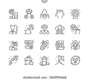 Job promotion. Career ladder. Business achievement. Approval for promotion. Pixel Perfect Vector Thin Line Icons. Simple Minimal Pictogram