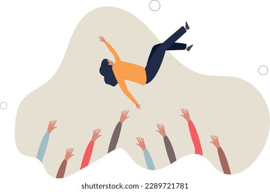 Job promotion celebration, winning prize, success in work or goal achievement congratulation party concept.flat vector illustration.