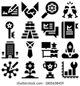 job promotion and finance icons vector set. job promotion and sucess, win, strategy, top, winner, achivment and business illustration