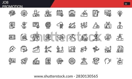 Job Promotion Icon Set Vector Line Illustration Collection