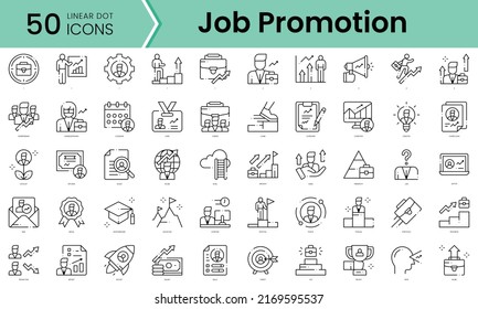 job promotion Icons bundle. Linear dot style Icons. Vector illustration