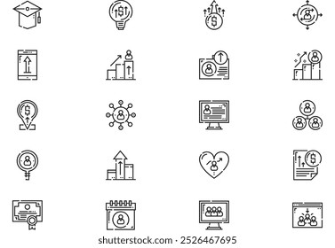 A coleção de ícones de promoção de trabalhos é uma ilustração vetorial com traçado editável.