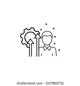 Job promotion worker user. Simple line, outline vector of motivation icons for ui and ux, website or mobile application