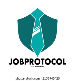 Job protocol vector logo template. This design use shield symbol. Suitable for safe business environment.