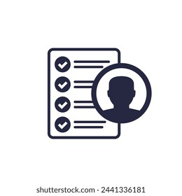 icono de cualificación del trabajo con una lista de comprobación