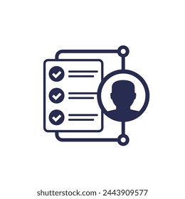 job qualification icon, man and checklist