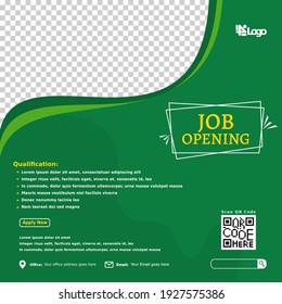 Job recruitment design for companies. Square social media post layout. We are hiring banner, poster, background template on green color