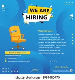 Job Recruitment Design For Companies. Square Social Media Post Layout. We Are Hiring Banner, Poster, Flyer, Background Template