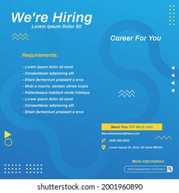 Job recruitment design for companies. Square social media post layout. We are hiring banner, poster, flyer, background template