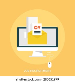 Job recruitment, emailing job resume concept, flat styled icon