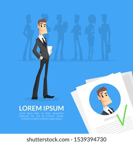Job Recruitment or Headhunting Banner Template, Selecting Candidate by Human Resource Vector Illustration