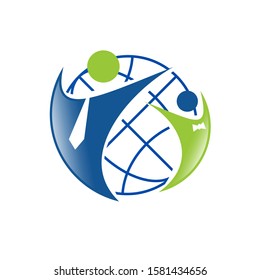job recruitment logo vector. global abstract businessman graphic design isolated on white
