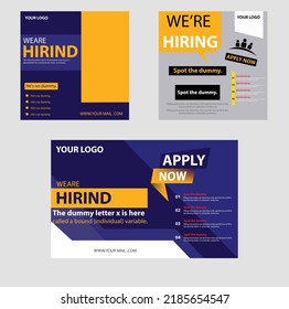 Job recruitment mechanical engineer design for companies. Square social media post layout. We are hiring banner, poster, background our team recruitment design poster. Modern vector illustration