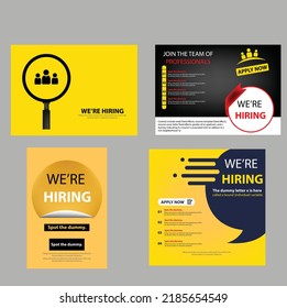 Job recruitment mechanical engineer design for companies. Square social media post layout. We are hiring banner, poster, background our team recruitment design poster. Modern vector illustration