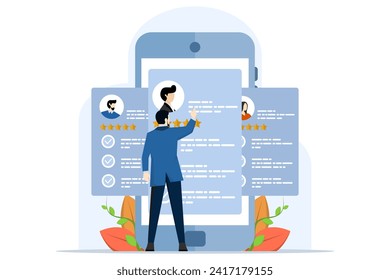 Job recruitment process concept. HR managers search for new employees, read CVs, and provide job candidate reviews. Characters apply for job positions. Flat vector illustration on white background.