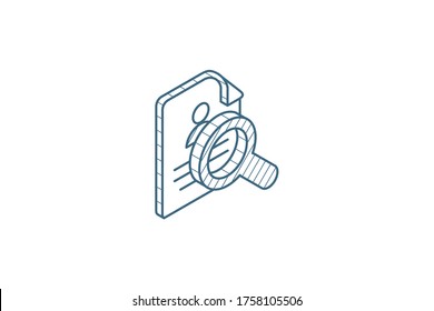 job recruitment and resume search,selecting staff  concept. isometric icon. 3d vector illustration. Isolated line art technical drawing. Editable stroke