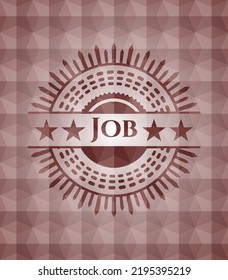 Insignia roja de trabajo con patrón geométrico. Sin inconveniente. 