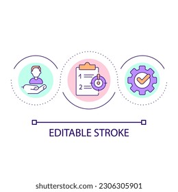 Job requirement loop concept icon. Recruitment process. Human resources. Hiring talents abstract idea thin line illustration. Isolated outline drawing. Editable stroke. Arial font used