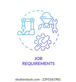 Job requirements blue gradient concept icon. Technical skills. Agricultural worker. Operating machinery. Automation process. Round shape line illustration. Abstract idea. Graphic design. Easy to use