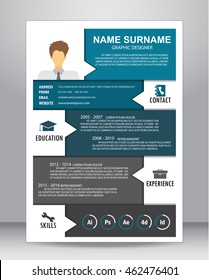 Job resume or CV layout template in A4 size. vector illustration 