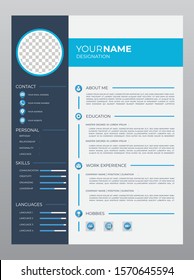 Job resume or CV template layout template. Modern and professional vector illustration.