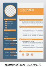 Job resume or CV template layout template. Modern and professional vector illustration.