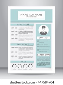 Job resume or CV template layout template in A4 size. vector illustration 