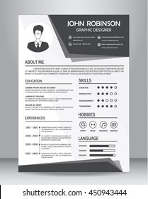 Job resume or CV template layout template in A4 size. vector illustration 