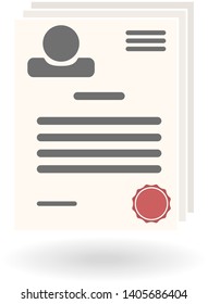 job resume flat icon with approved stamp isolated