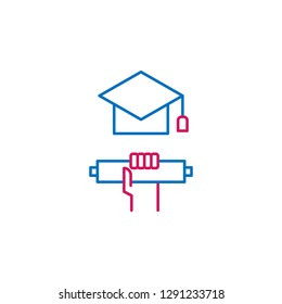 Job resume, graduation 2 colored line icon. Simple colored element icon. Job resume, graduation outline symbol design icon from job resume set
