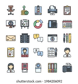 Job Resume Icon Set Lineal Color