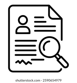 Job Resume Review Icon, Candidate Evaluation and Hiring Process Symbol